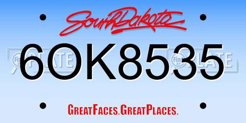 6OK8535 South Dakota License Plate