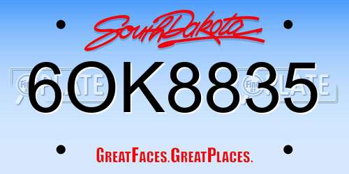 6OK8835 South Dakota License Plate