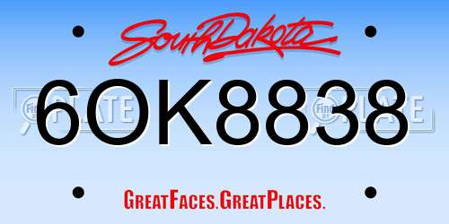 6OK8838 South Dakota License Plate