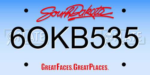 6OKB535 South Dakota License Plate