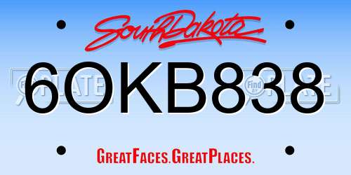 6OKB838 South Dakota License Plate
