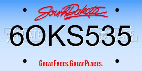 6OKS535 South Dakota License Plate