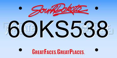 6OKS538 South Dakota License Plate
