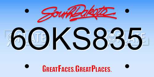 6OKS835 South Dakota License Plate