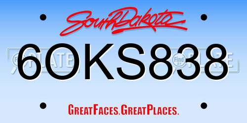 6OKS838 South Dakota License Plate