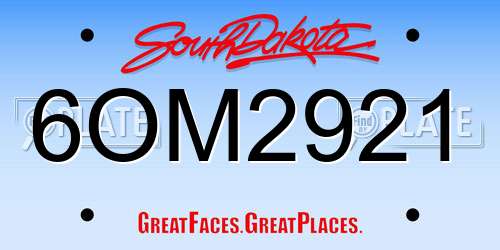 6OM2921 South Dakota License Plate
