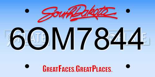 6OM7844 South Dakota License Plate