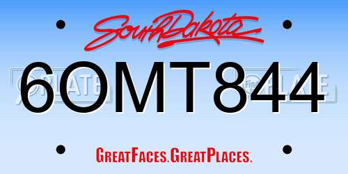 6OMT844 South Dakota License Plate