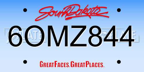 6OMZ844 South Dakota License Plate