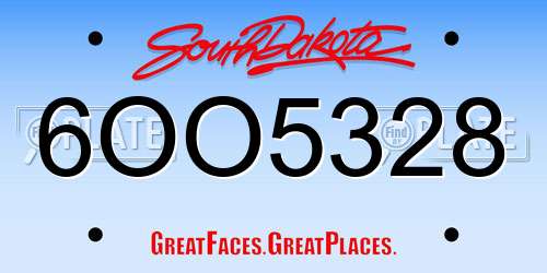 6OO5328 South Dakota License Plate