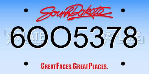 6OO5378 South Dakota License Plate