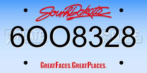 6OO8328 South Dakota License Plate