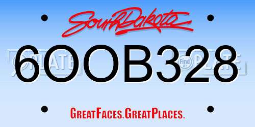 6OOB328 South Dakota License Plate