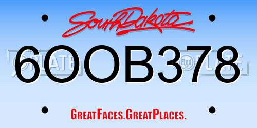 6OOB378 South Dakota License Plate