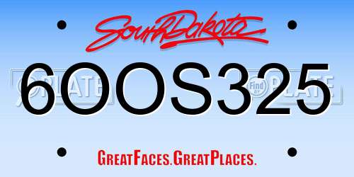 6OOS325 South Dakota License Plate