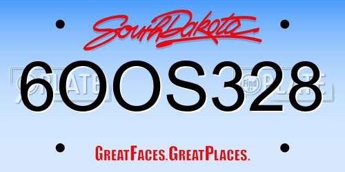 6OOS328 South Dakota License Plate