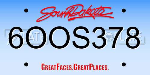 6OOS378 South Dakota License Plate