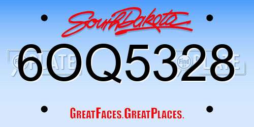 6OQ5328 South Dakota License Plate