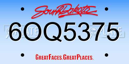 6OQ5375 South Dakota License Plate