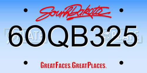 6OQB325 South Dakota License Plate