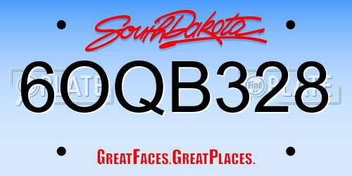6OQB328 South Dakota License Plate