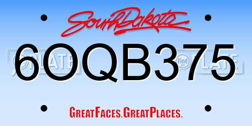 6OQB375 South Dakota License Plate