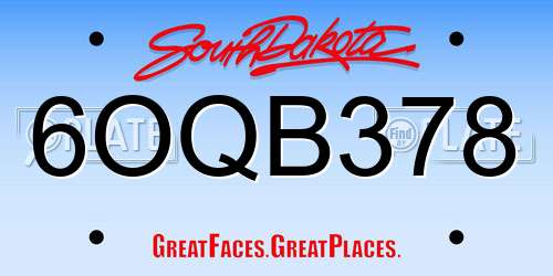 6OQB378 South Dakota License Plate