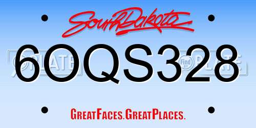 6OQS328 South Dakota License Plate