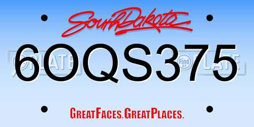 6OQS375 South Dakota License Plate