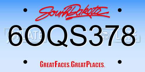 6OQS378 South Dakota License Plate