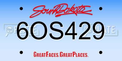 6OS429 South Dakota License Plate