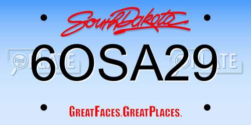 6OSA29 South Dakota License Plate
