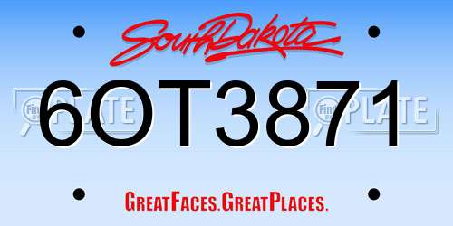 6OT3871 South Dakota License Plate