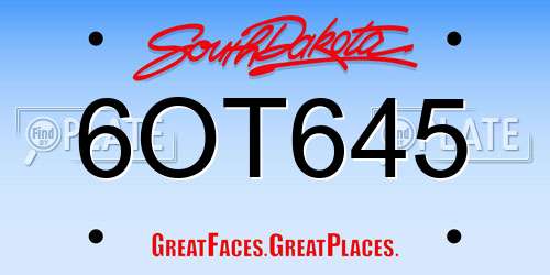 6OT645 South Dakota License Plate