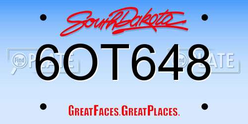 6OT648 South Dakota License Plate