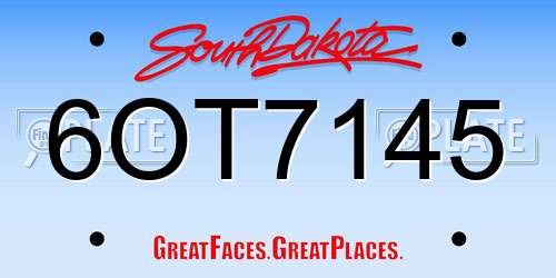 6OT7145 South Dakota License Plate