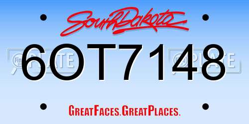 6OT7148 South Dakota License Plate