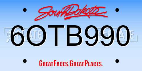 6OTB990 South Dakota License Plate
