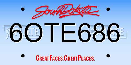 6OTE686 South Dakota License Plate