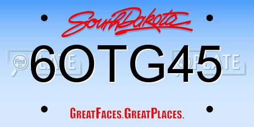 6OTG45 South Dakota License Plate