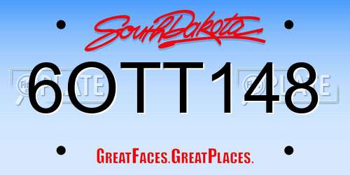 6OTT148 South Dakota License Plate