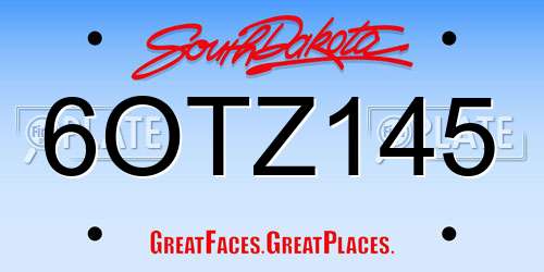 6OTZ145 South Dakota License Plate