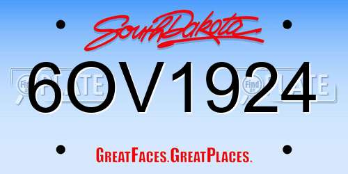 6OV1924 South Dakota License Plate