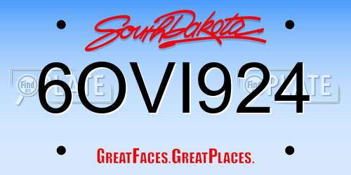 6OVI924 South Dakota License Plate