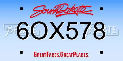 6OX578 South Dakota License Plate