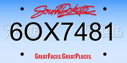 6OX7481 South Dakota License Plate