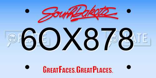 6OX878 South Dakota License Plate