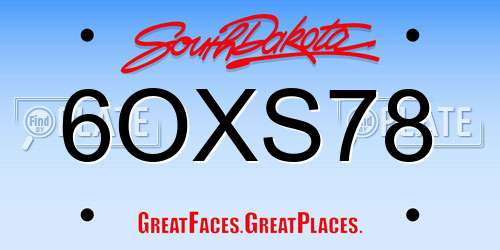 6OXS78 South Dakota License Plate