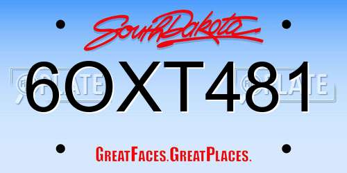 6OXT481 South Dakota License Plate