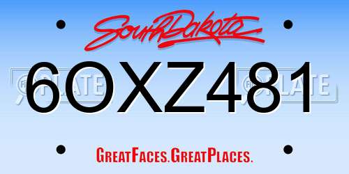 6OXZ481 South Dakota License Plate